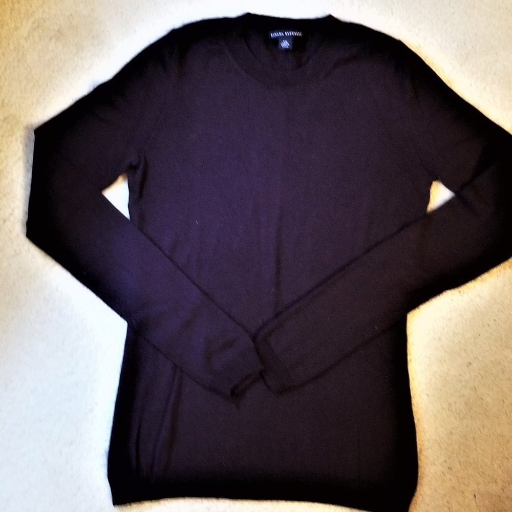 NWOT Banana Republic dark cherry-purple wool crewneck, XS